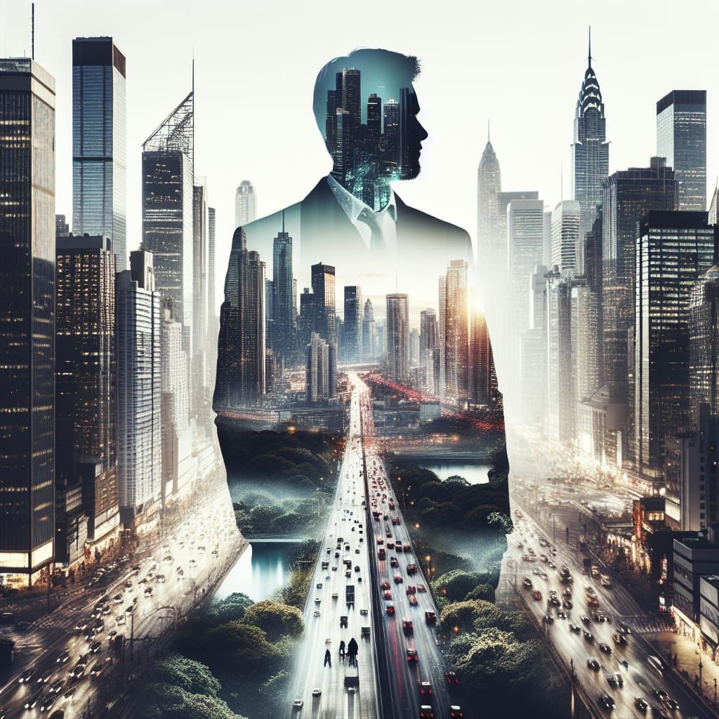 Cityscape Meets Forest: A Double Exposure