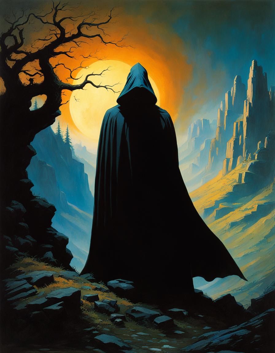 Mysterious Hooded Man in Fantasy Art Style