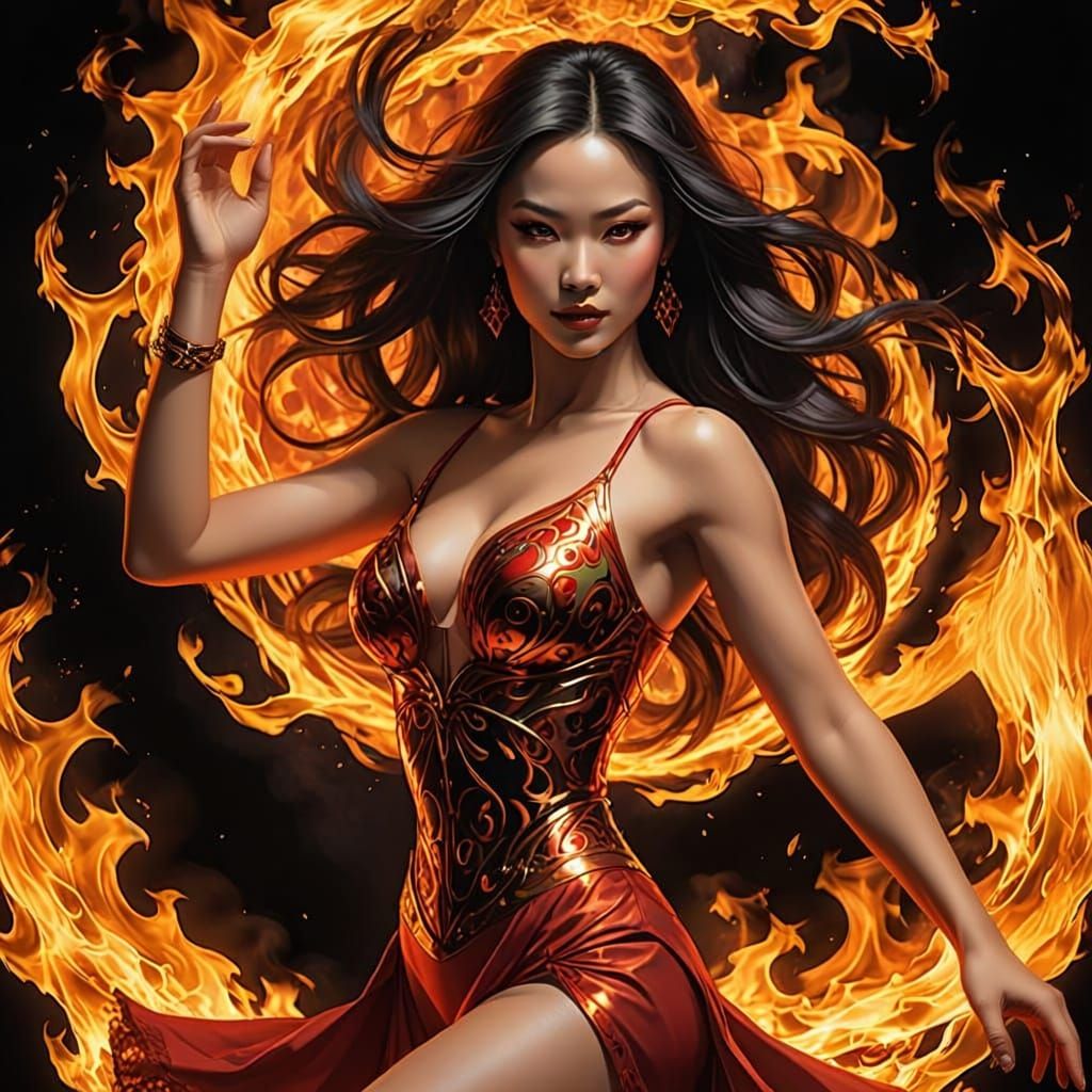 seductive dancer, provocative fire  essence