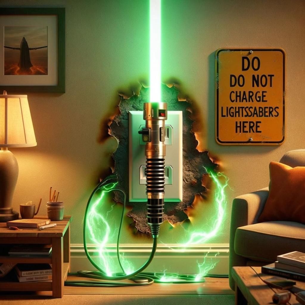 Lightsaber Charging in Living Room: A Dangerous Power