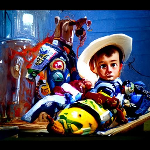 Toy Story Characters in Oil Painting Style
