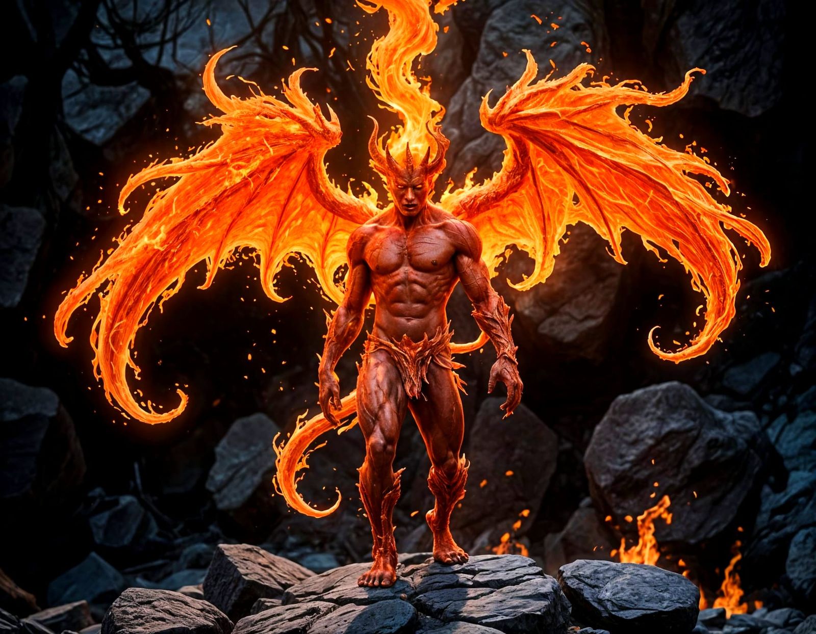 Fiery Ifrit: A Humanoid Fire Spirit