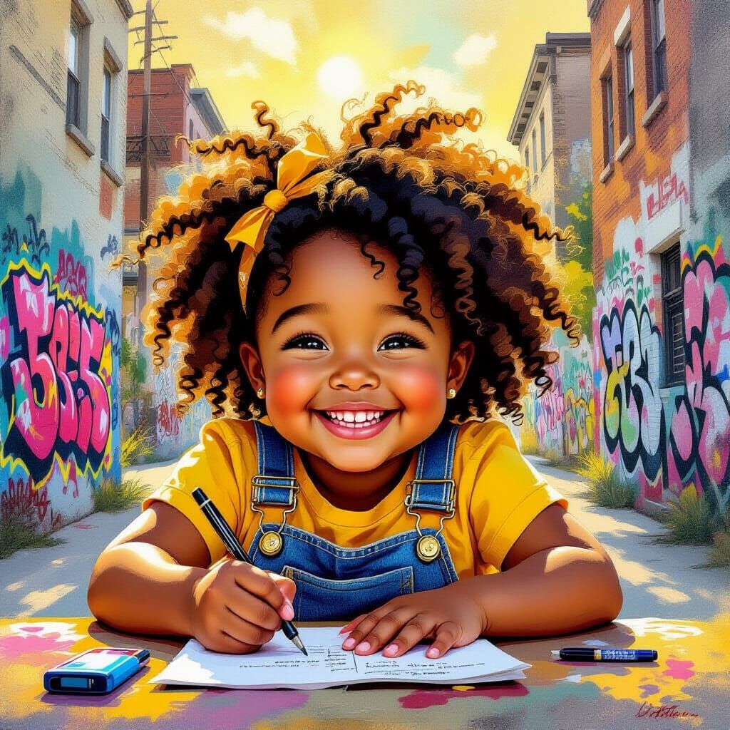 Joyful Black Girl Doing Chores and Homework