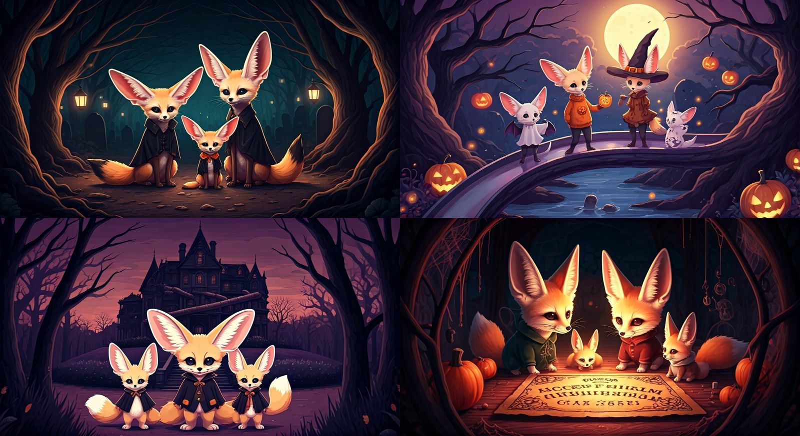 Cartoon Fennec Foxes in Halloween Anime