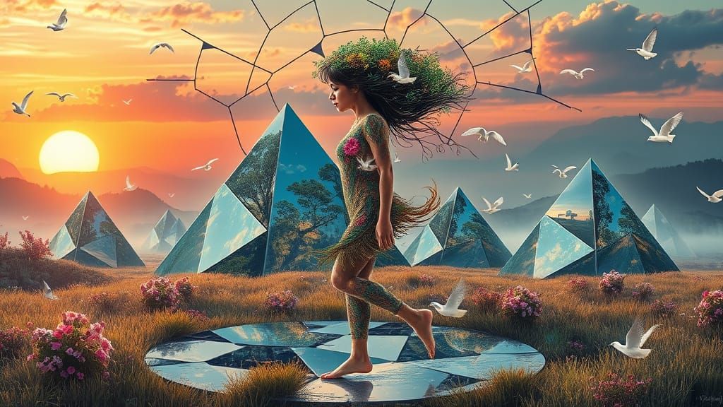 Prism Woman: A Surreal Ecosystem in 8k Resolution