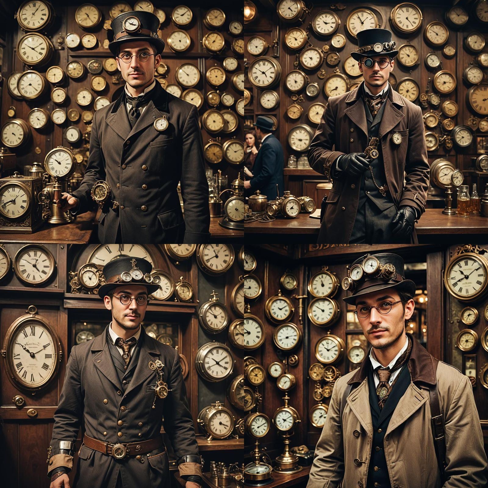 Steampunk Waiter in Cinematic Film Still