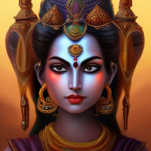 Hindu Warrior Goddess: Detailed Fantasy Art