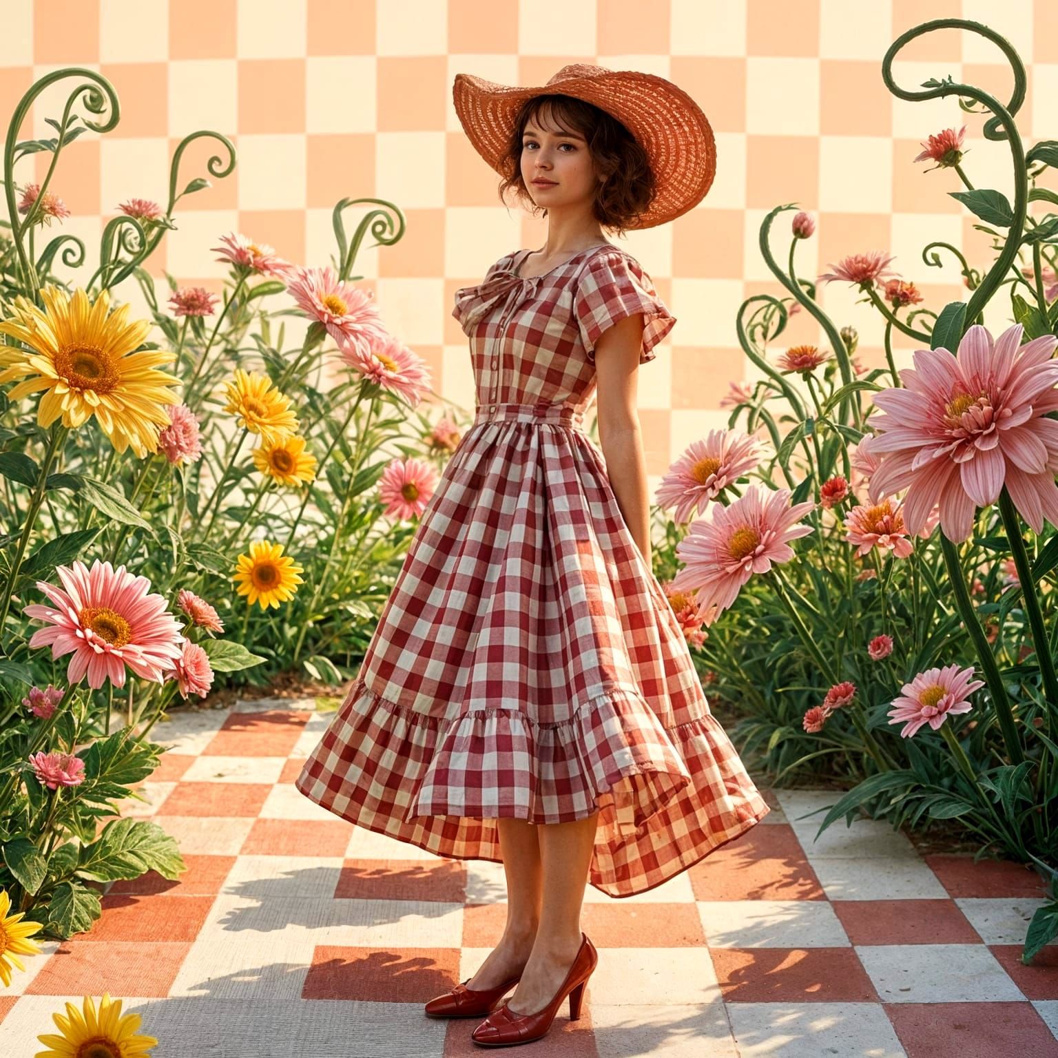Vibrant Gingham Patterns in Unexpected Settings