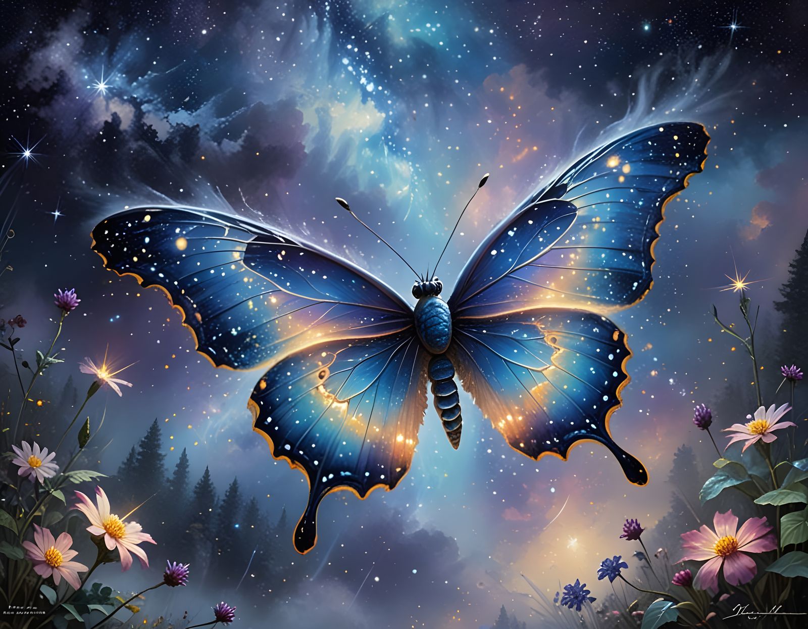 Ethereal Butterfly in Celestial Colors