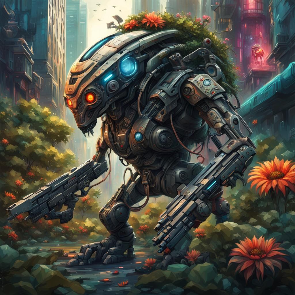 Cyberpunk Alien Cyborg Camouflaged in New York