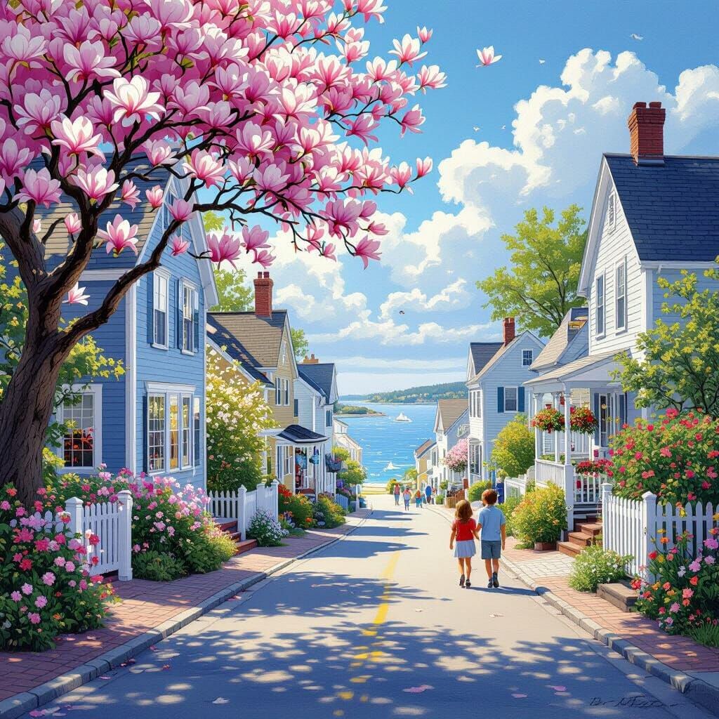 Coastal Cottages on Magnolia Lane in Summer