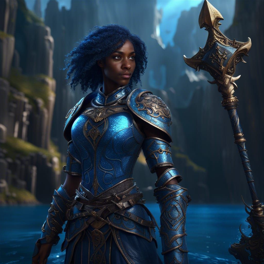 Dark Skinned Cleric Woman in Fantasy Art