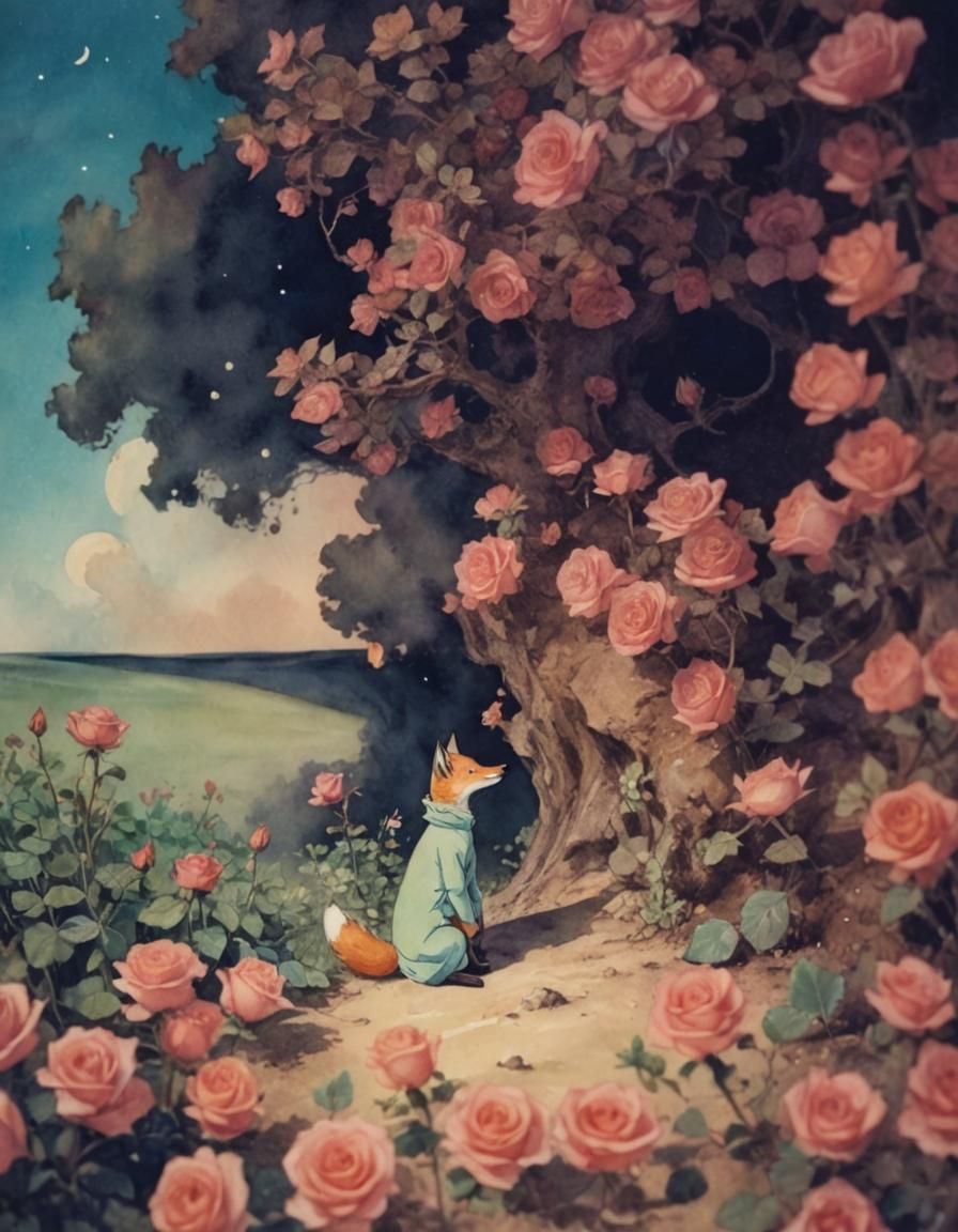 Little fox and the roses