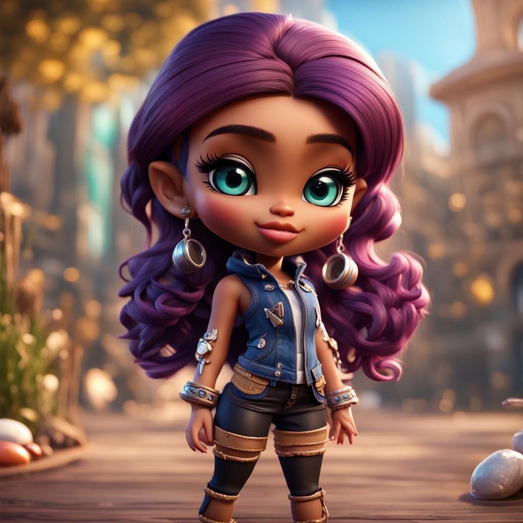 Hyperrealistic Bratz Yasmin as Cute Chibi