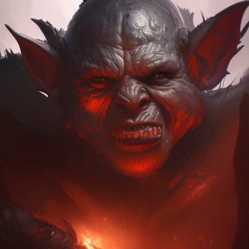 Detailed Portrait of a Buff Goblin Barbarian