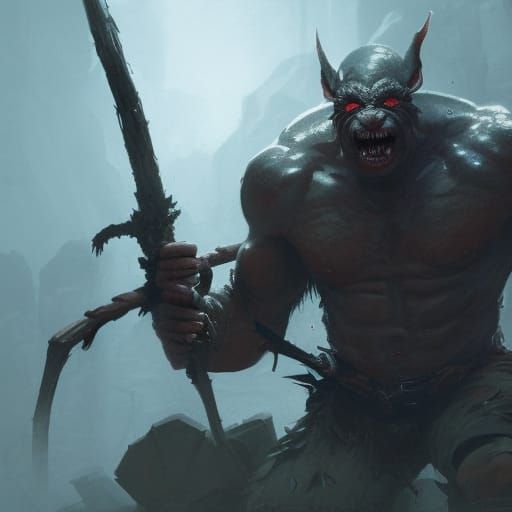 Hyperdetailed Goblin Barbarian Concept Art