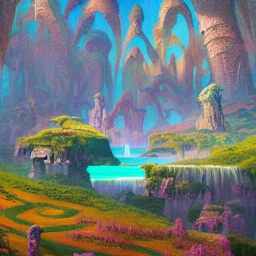 Eternal Crystal Spires in a Dreamlike Fantasy Realm