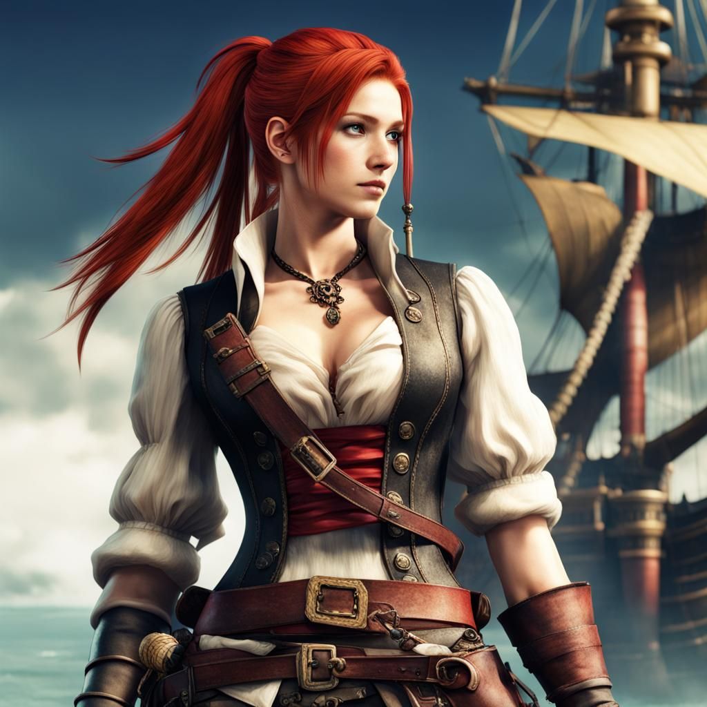 Redhead Pirate in Final Fantasy Style