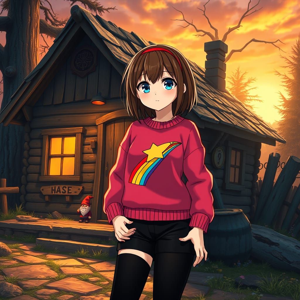 Anime Girl at Gravity Falls Mystery Shack