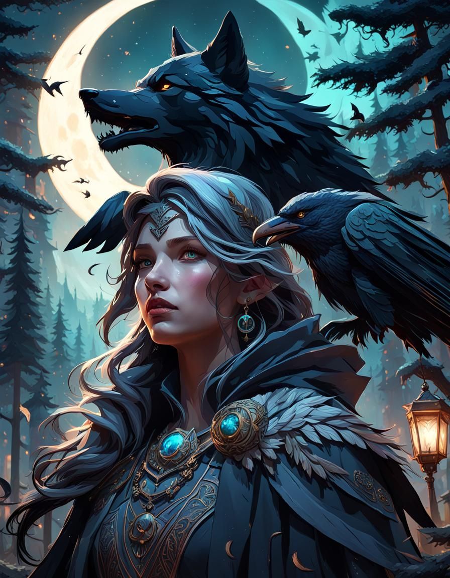 Enchanted Forest: Moonlit Gathering in Hyperdetailed Art