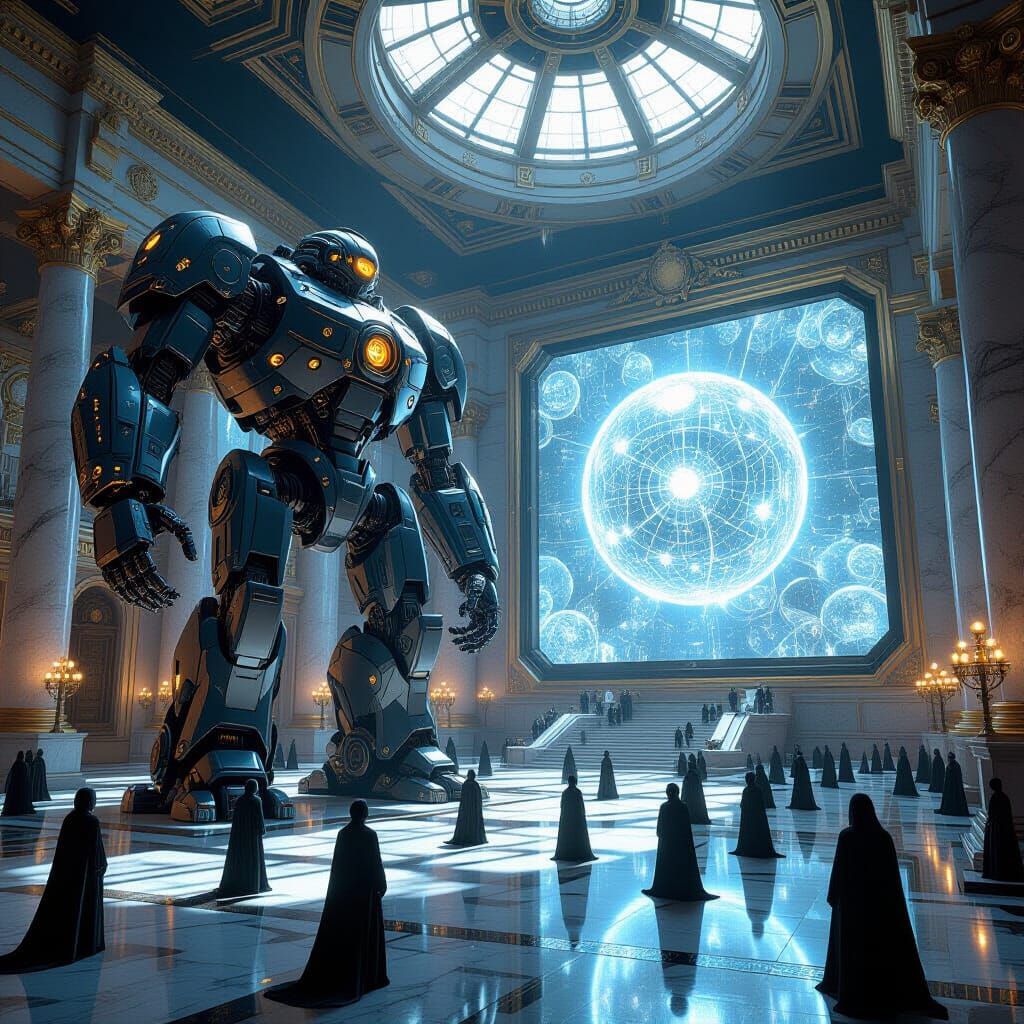 Giant Robot Factory Creates New Robots with AI Orbs