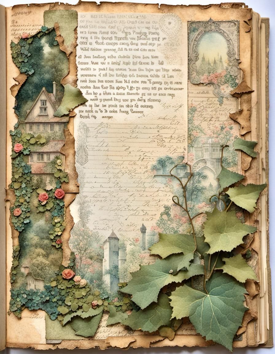 Dreamy Storybook Journal Page with Mixed Media Collage