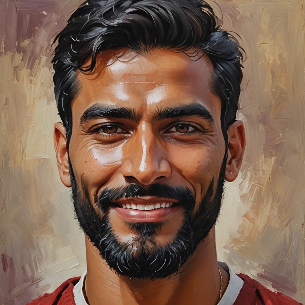 Impressionist Portrait of Handsome Man with Beard