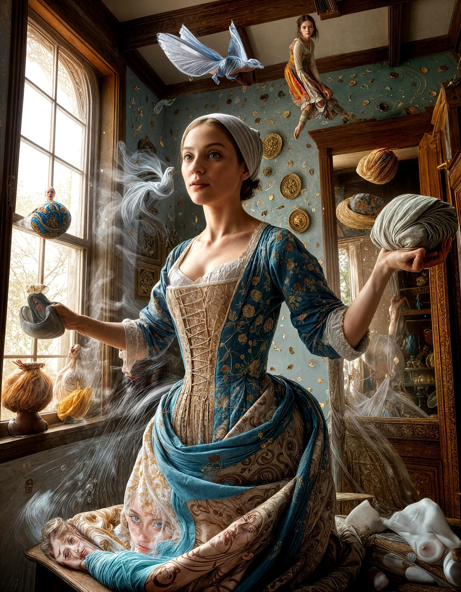 Surreal 15th Century Life: Detailed Abstract Portrait