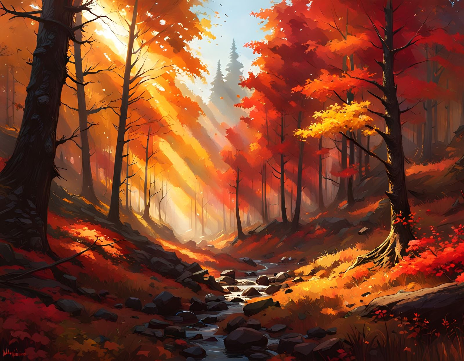 Hyperdetailed Autumn Forest Landscape in 8K