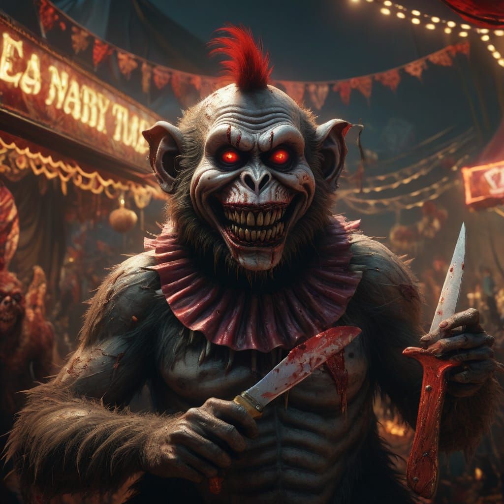 Macabre Carnival Abomination in Dark Fantasy Style