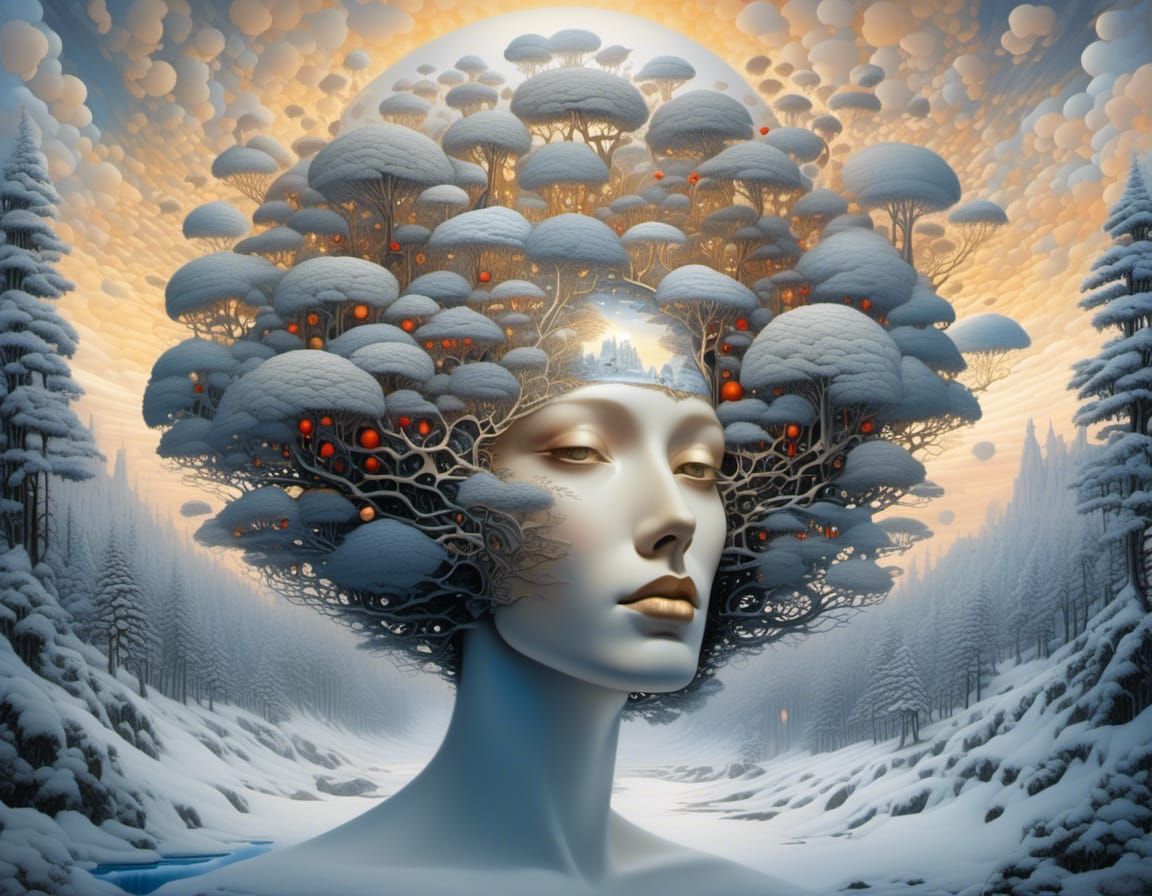 Winter Brainscape: Surreal Coniferous Mind Gathering