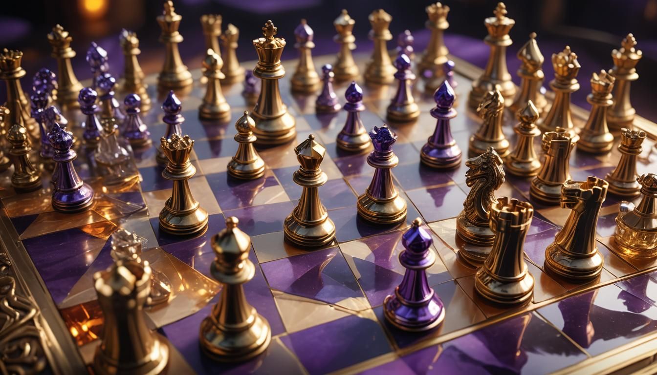 Crystal Chess King in Ornate Fantasy Setting