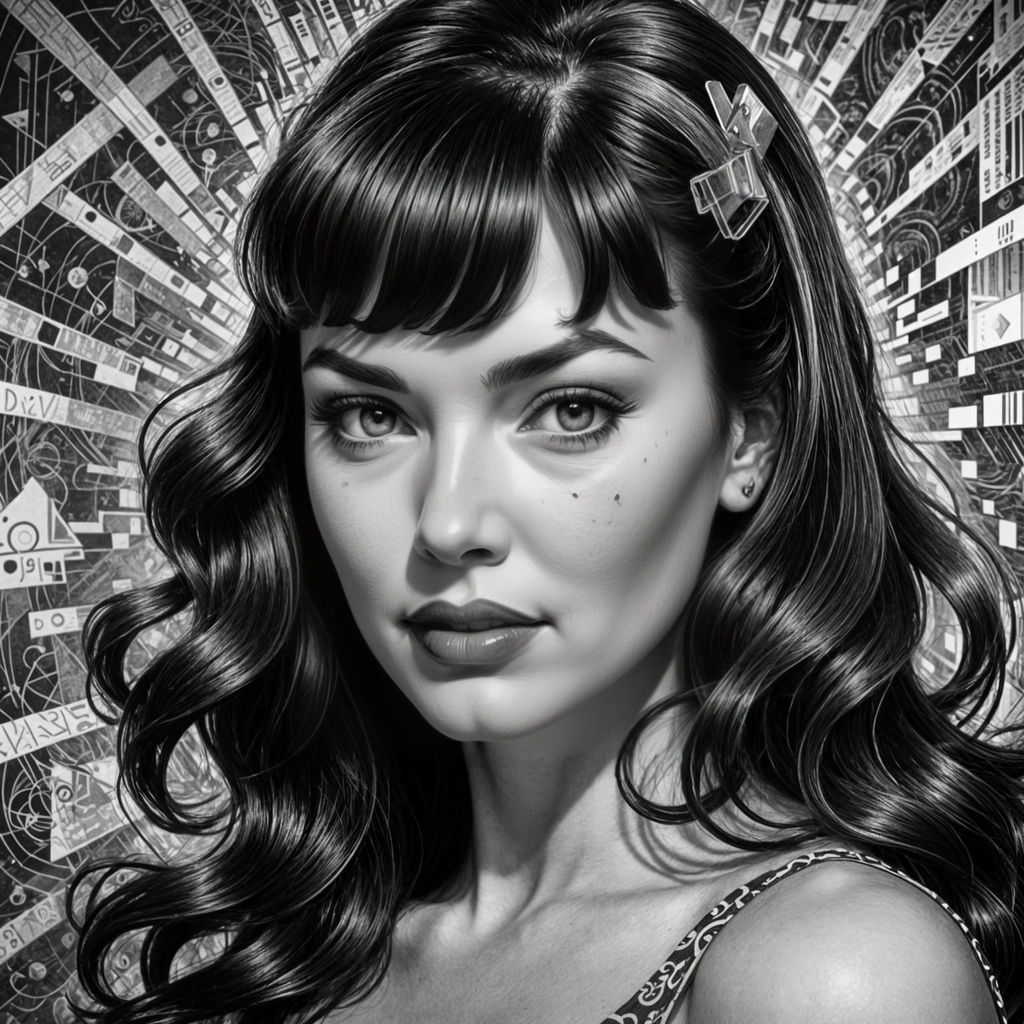 Glitched Pencil Sketch Portrait with Digital Artifacts