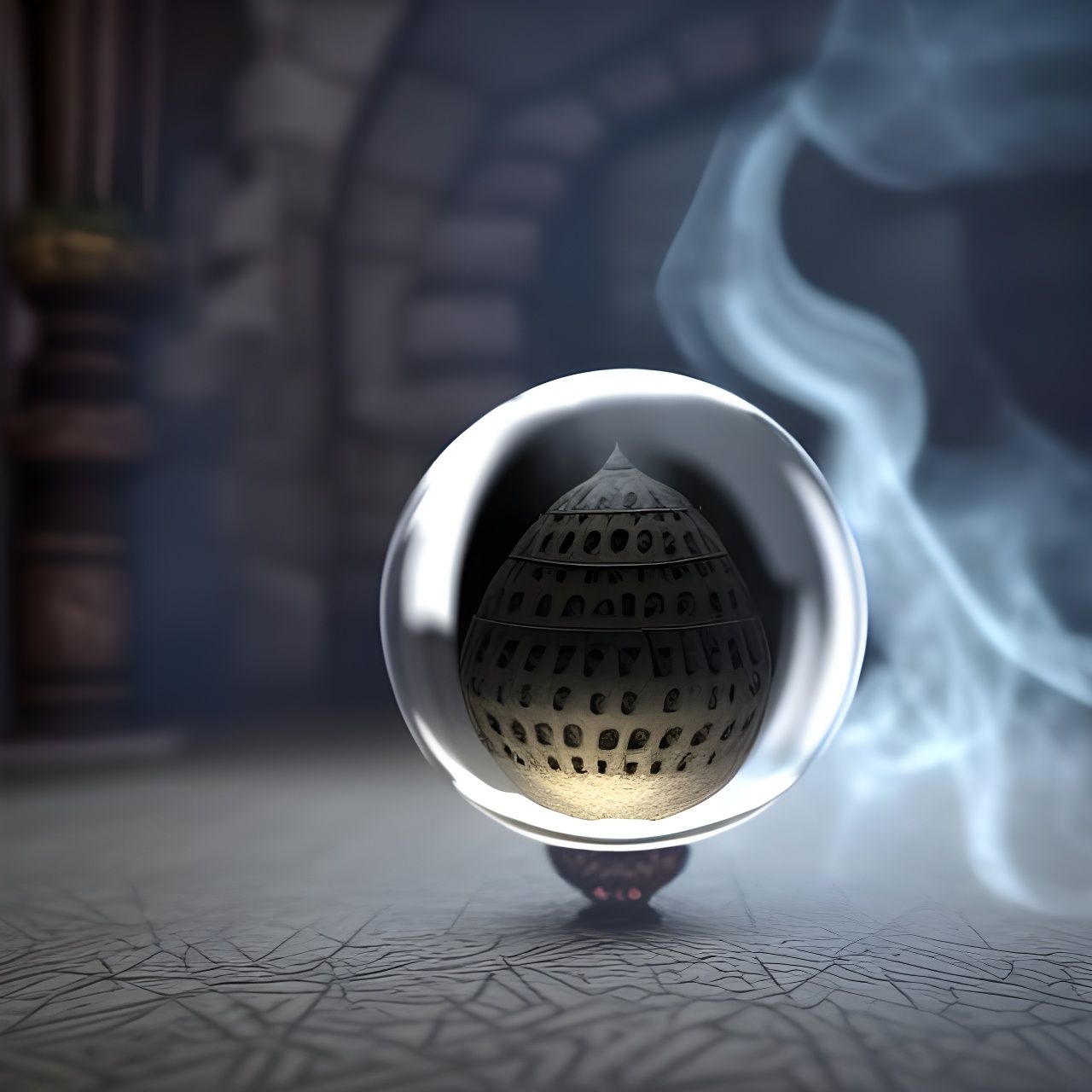 Dark Crystal Ball in Dungeon, Photorealistic 8k