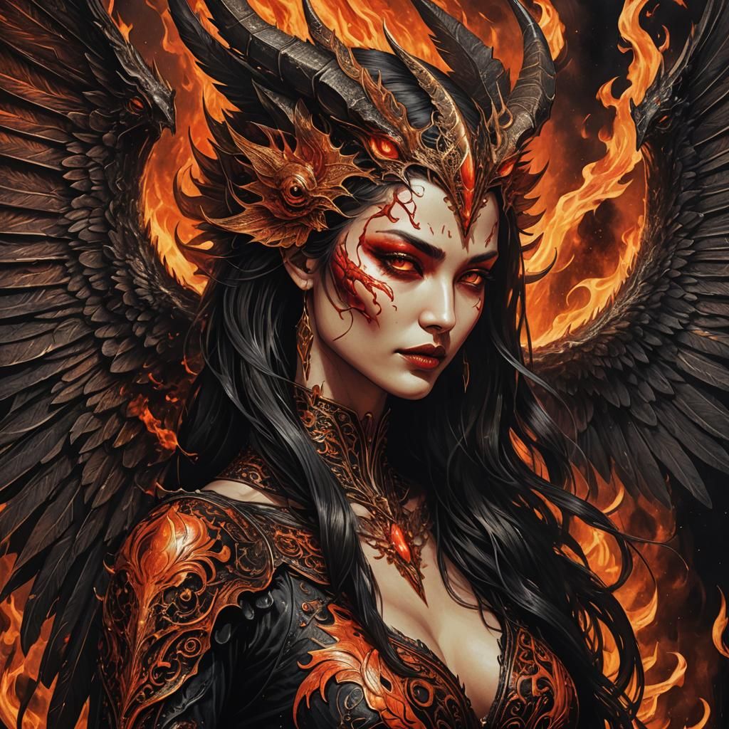 Demonic Tarot Card Portrait in Dark Fantasy Style