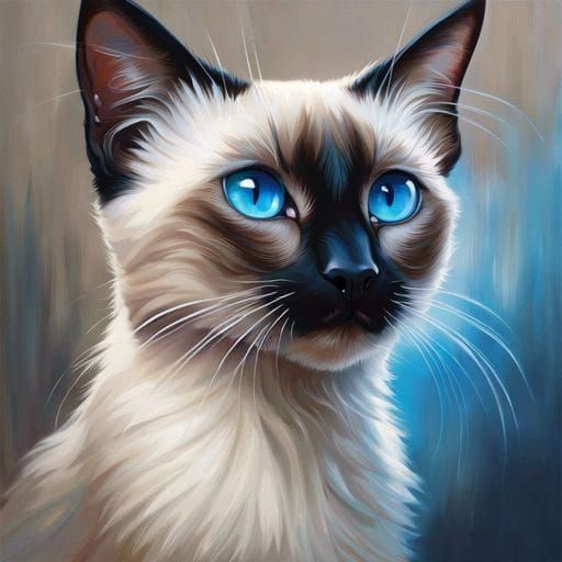 Adorable Siamese Cat Oil Painting by Hannah Dale