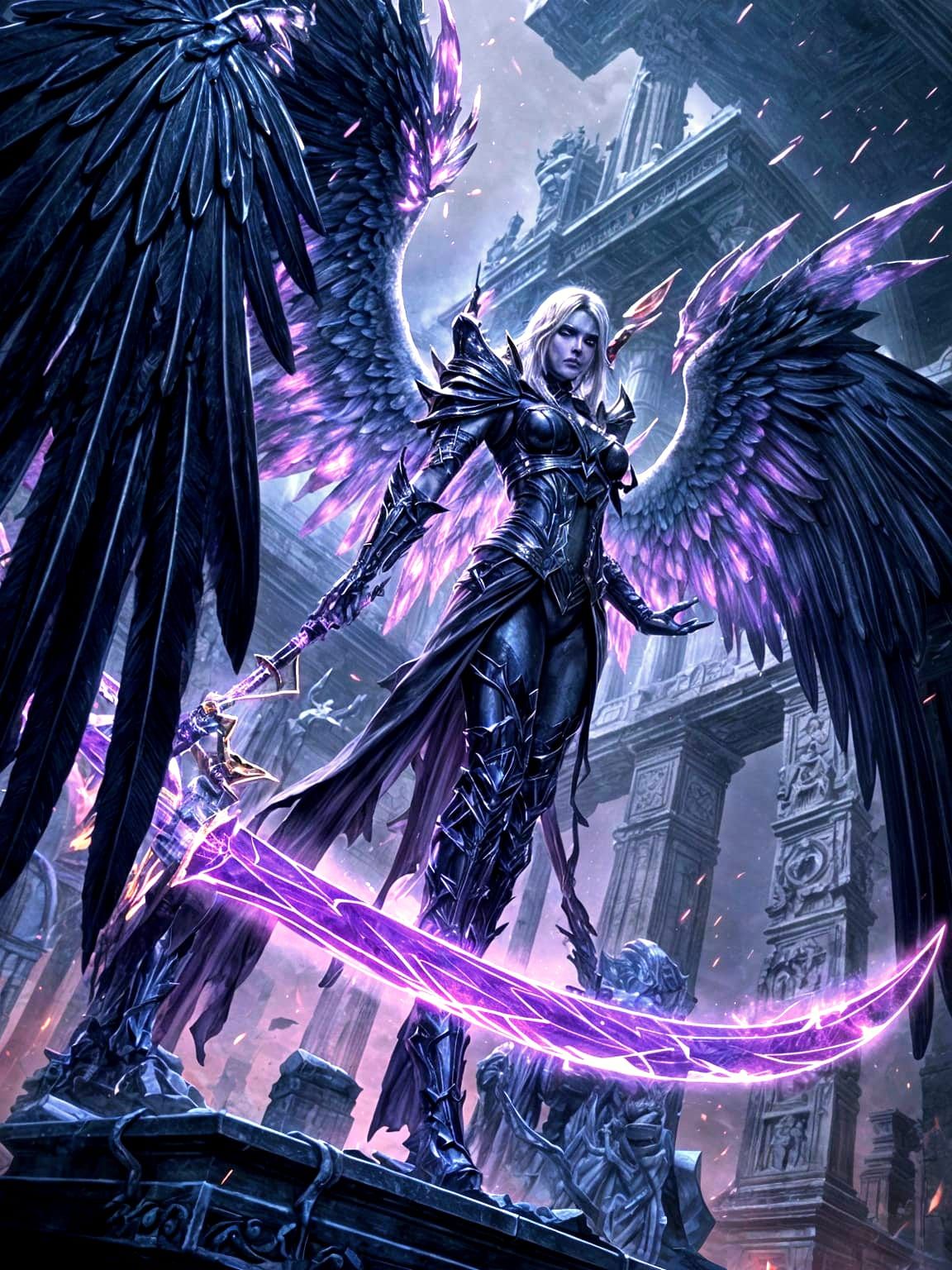 Evil Black Angel with Gigantic Scythe Concept Art
