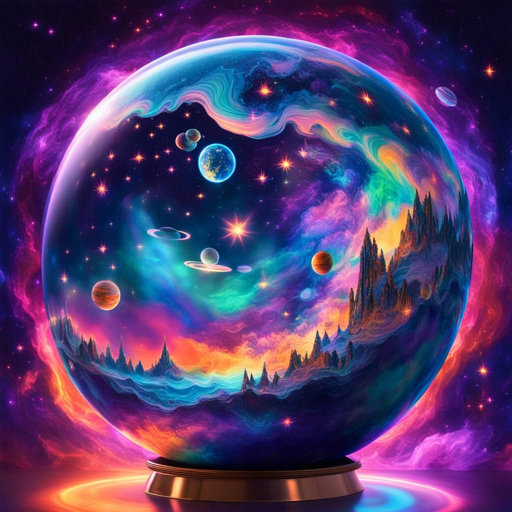 Iridescent Globe Reveals Surreal Space Scene