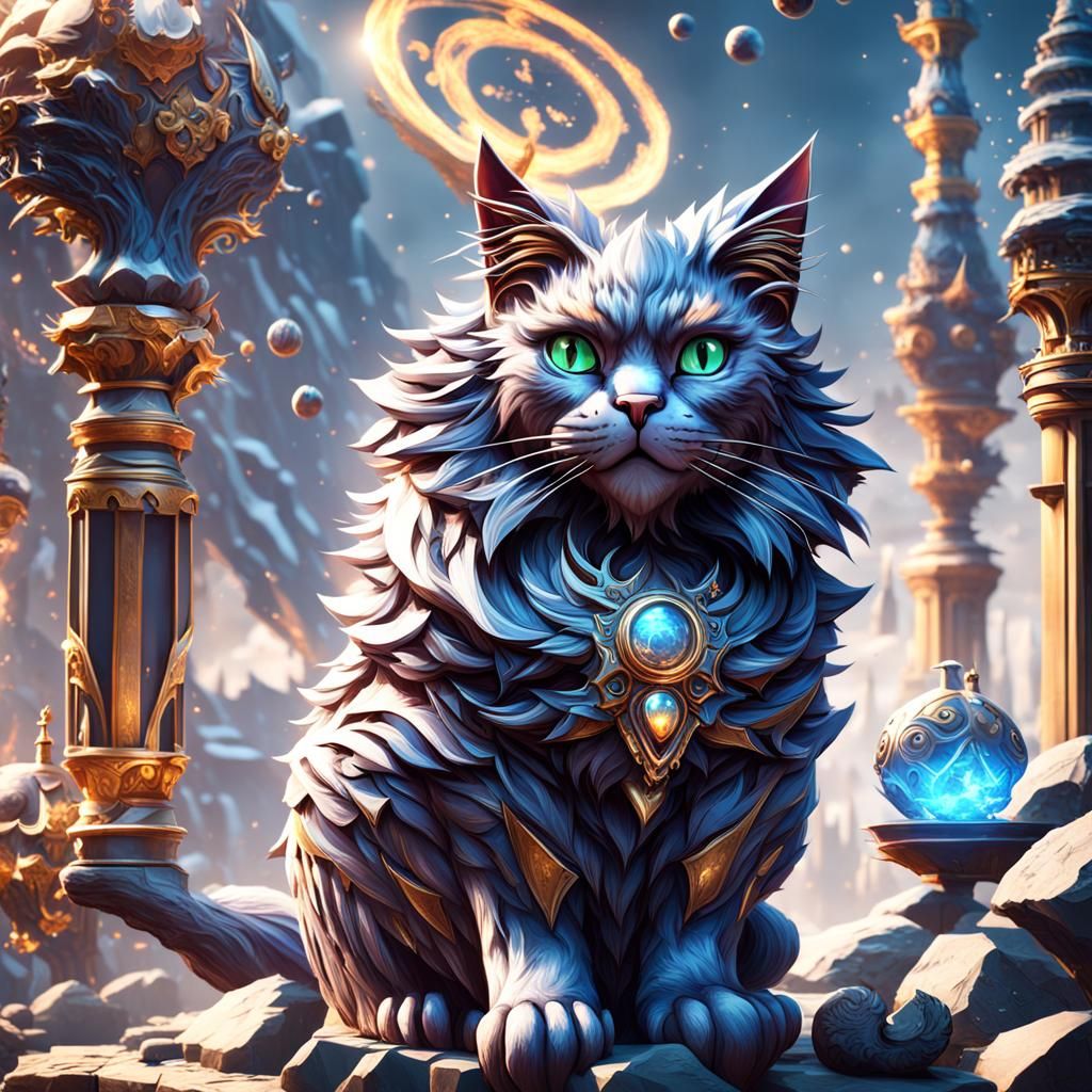 Extremely Happy Cat in Detailed Matte Painting