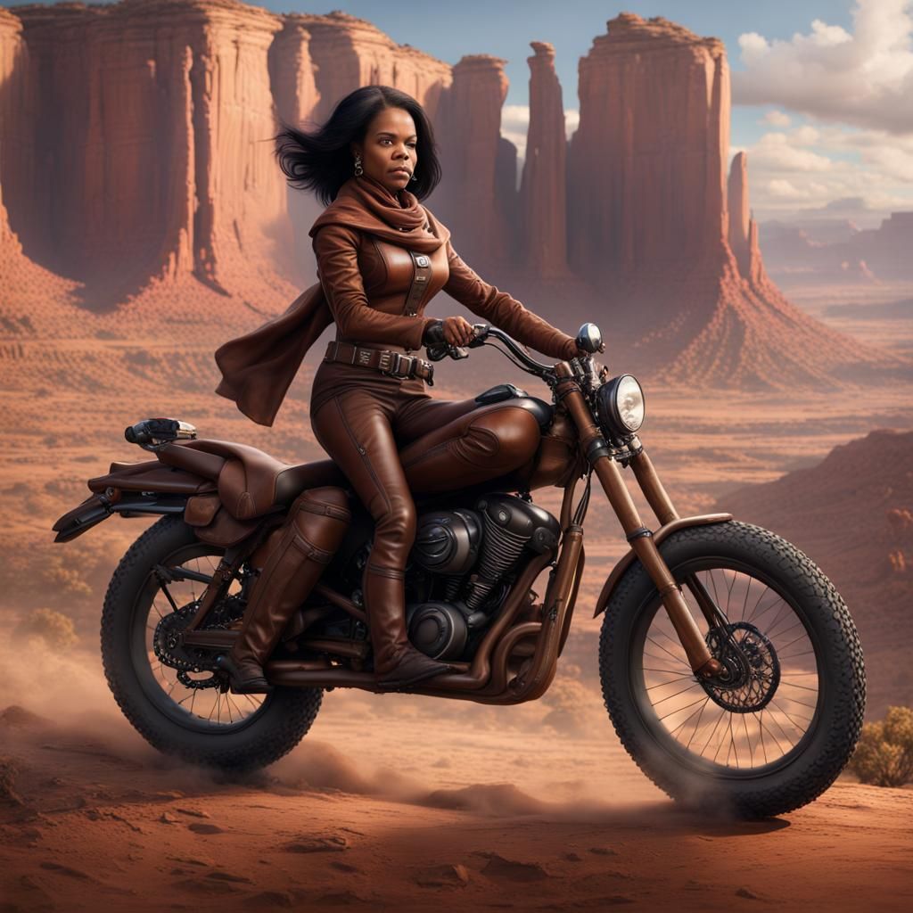 Condoleezza Rice Cycling in Moab as Matte Painting