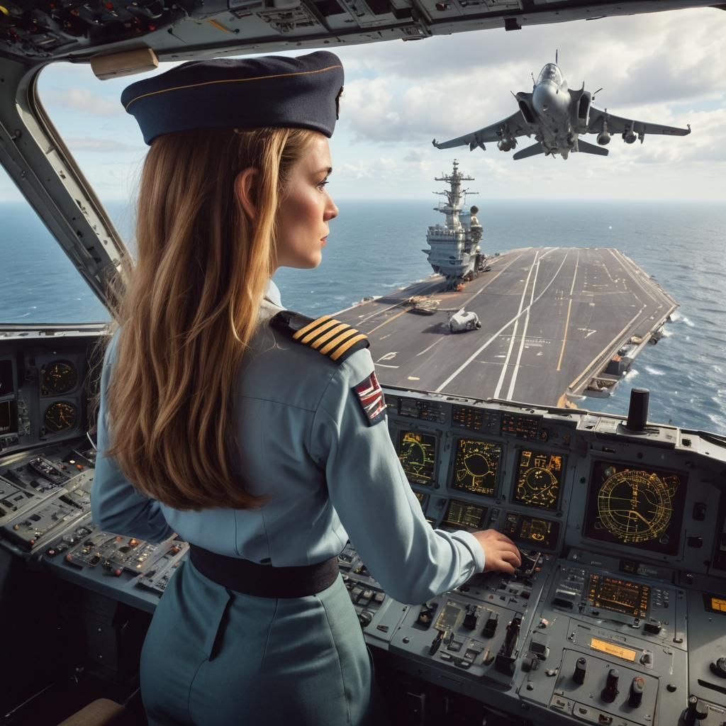 RAF Female Flight Deck Controller Watching Aircraft
