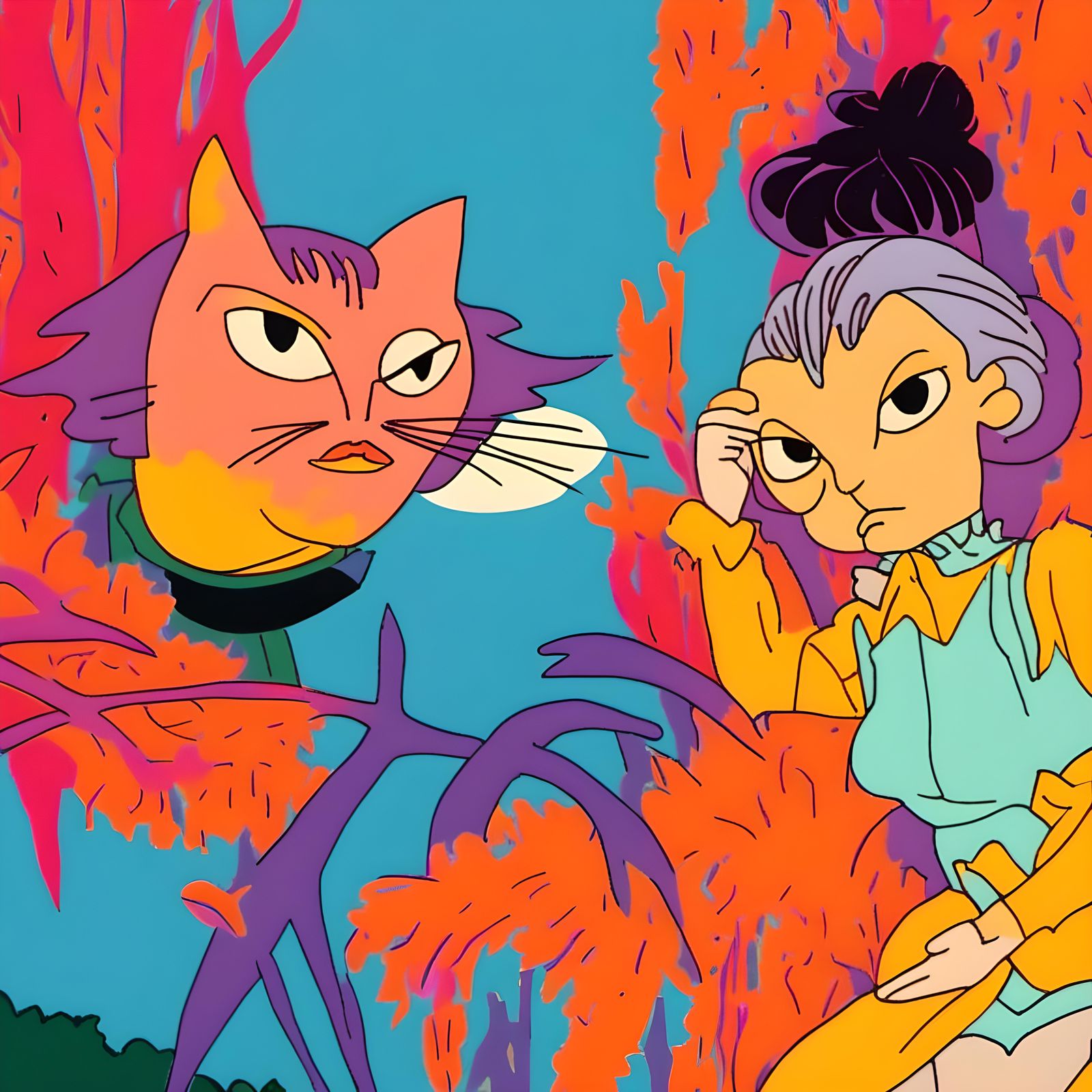 Angry Cat Wife in Chicago Imagists Style