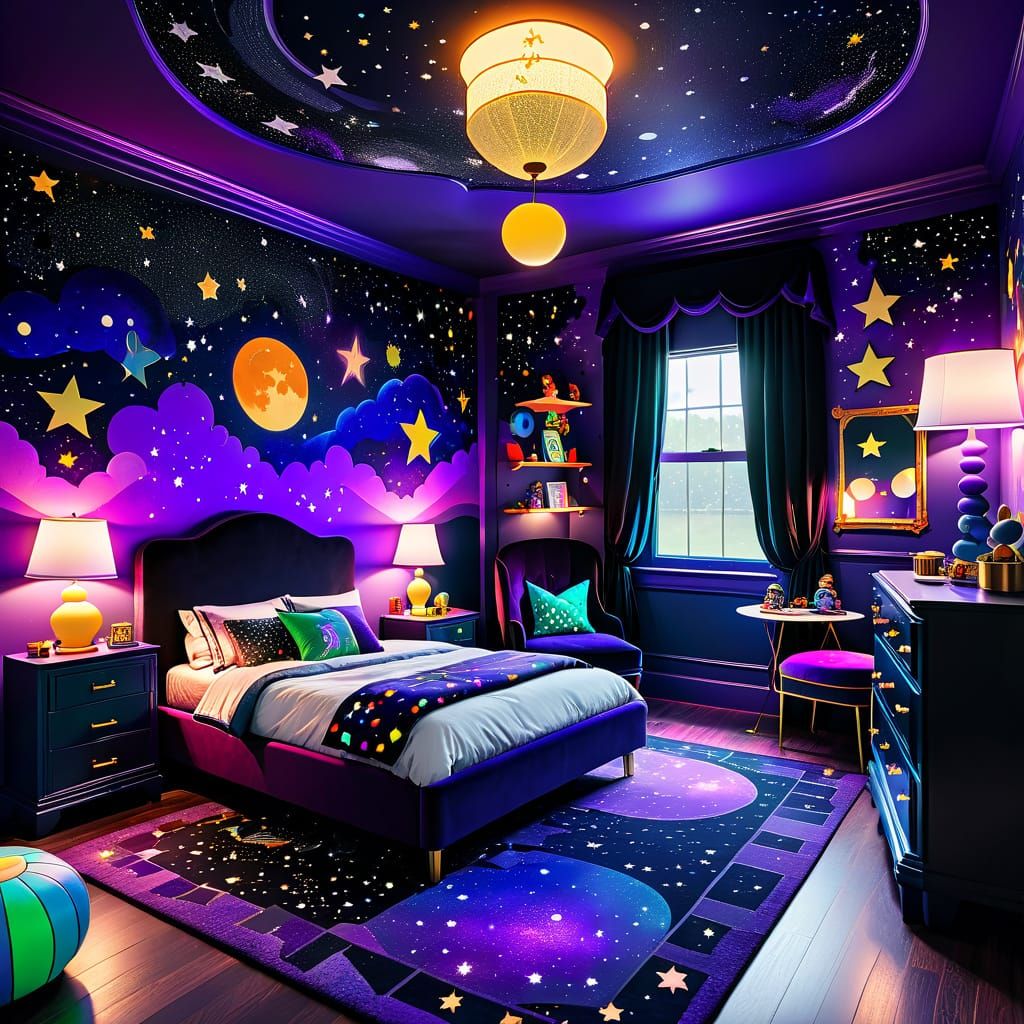 Night Sky Bedroom Hideaway in Art Deco Style