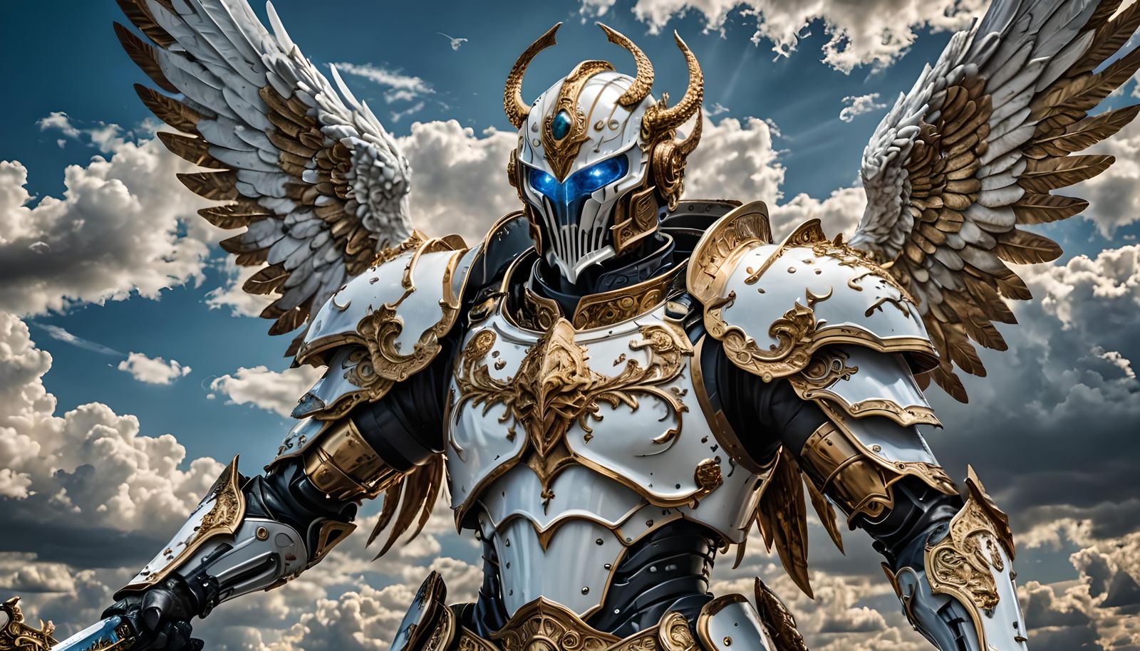 Celestial Being with Cyborg Head, Hyperrealistic Style