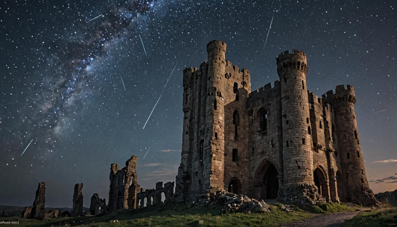 Starry Night Over Gothic Castle Ruins
