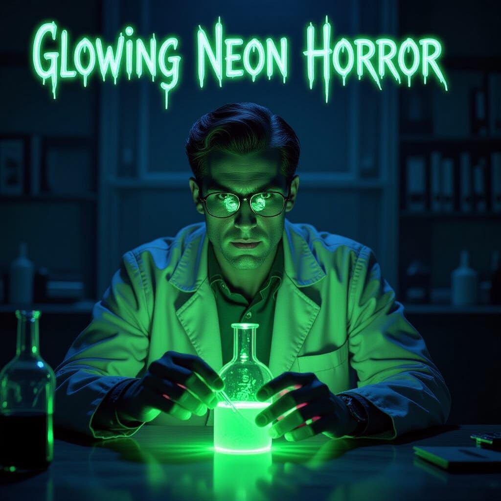 Glowing Neon Horror with Green Serum