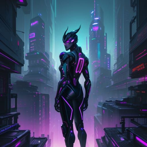 Futuristic Cityscape with Neon Lights in 8K