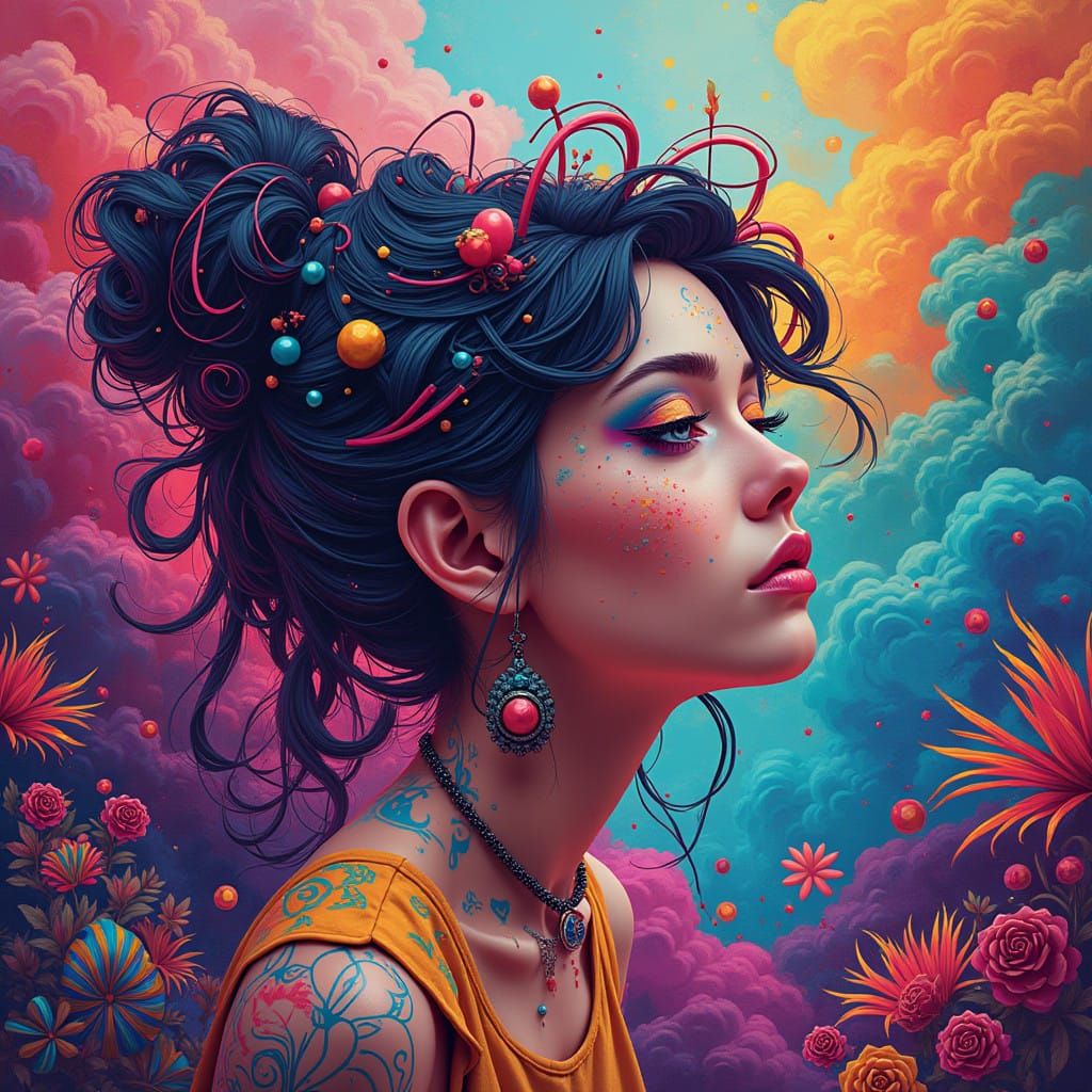 Pop Art Hero in Futuristic Fantasy Landscape