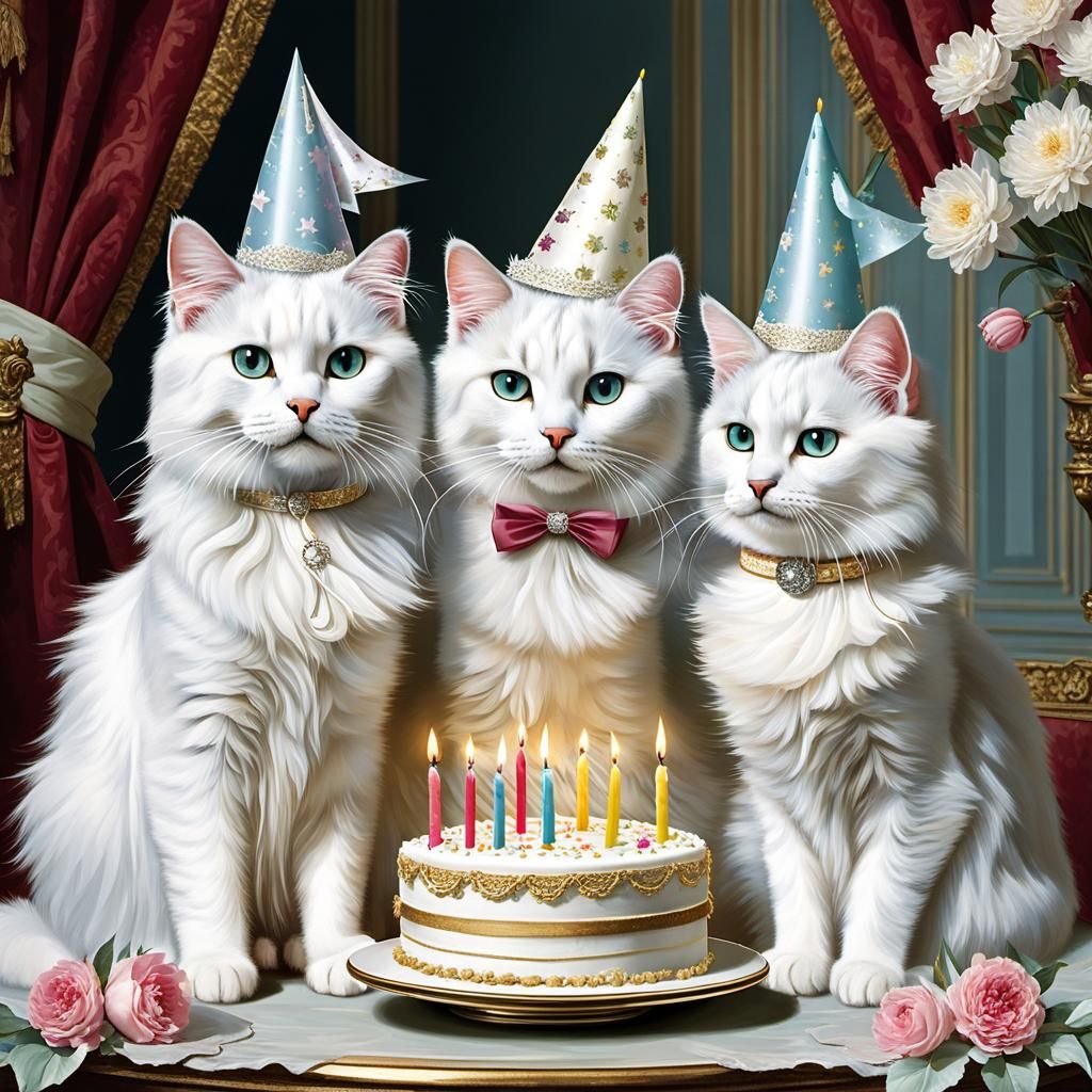 Cats Celebrate Birthday in Palace, 19th Century Style