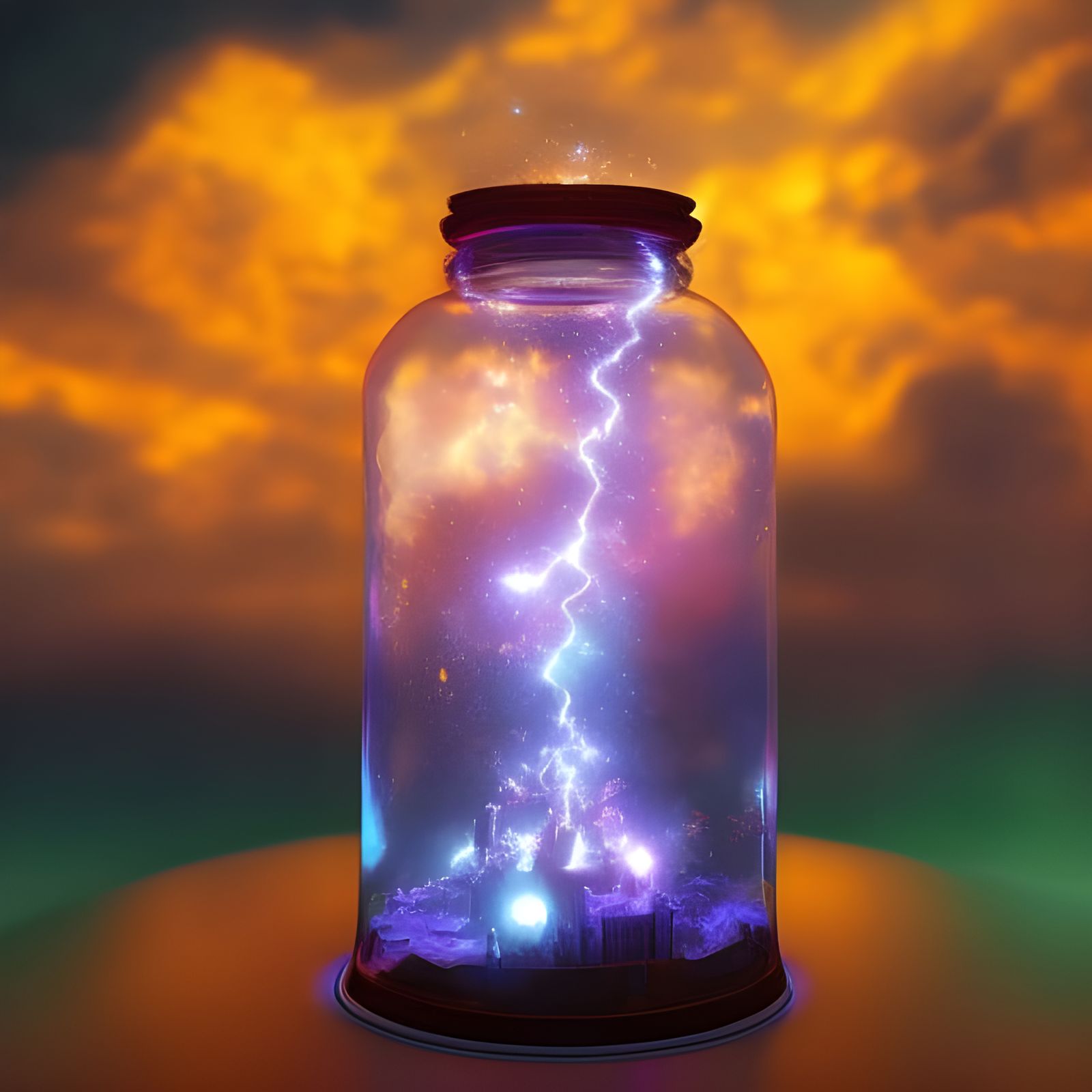 Electrical Storm Trapped in Vial: Cosmic Concept Art